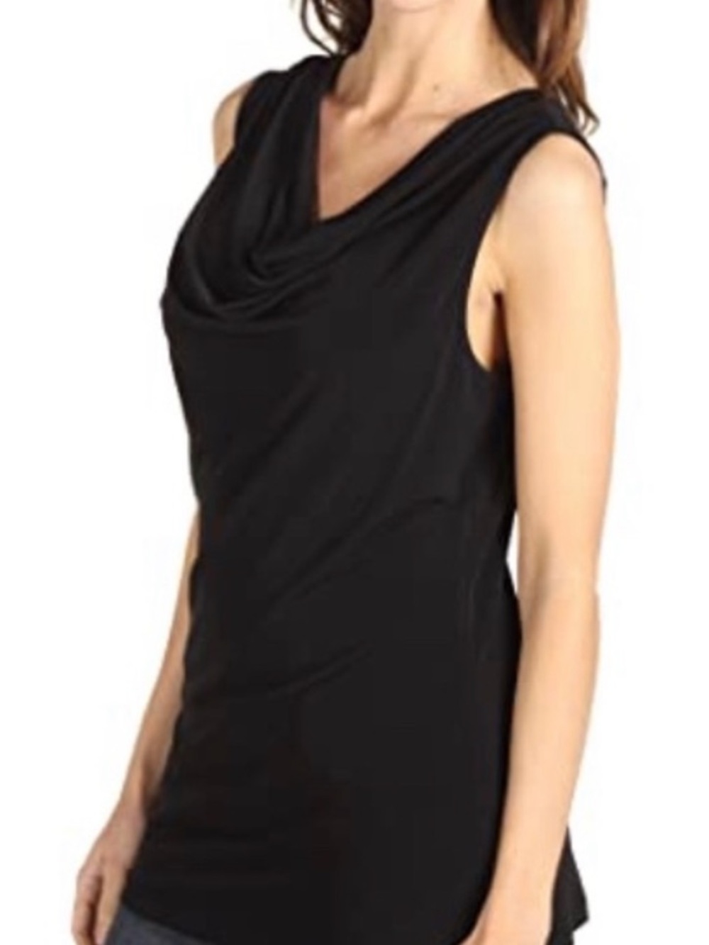 CALVIN KLEIN Minimalist Classic Sleeveless Draped Cowl Neck Blouse